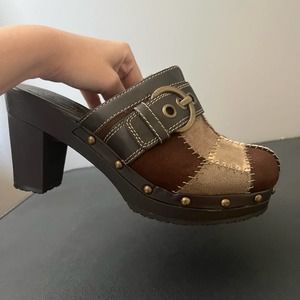 Vintage patchwork platform mule clogs by Union Bay